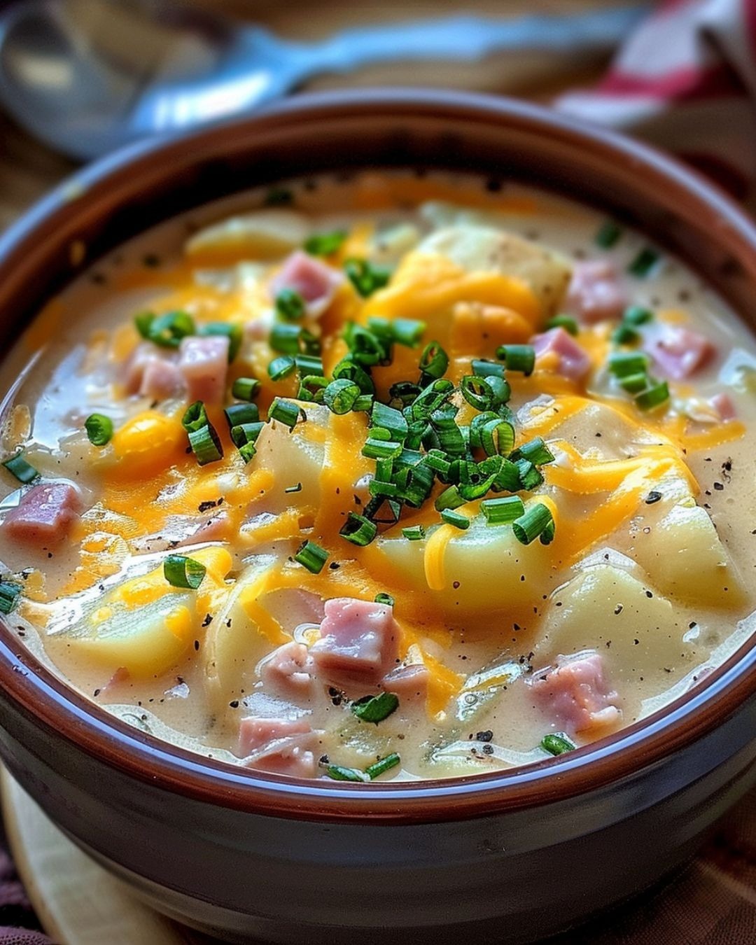 Potatoes with Ham Cooked Slowly in a Crockpot